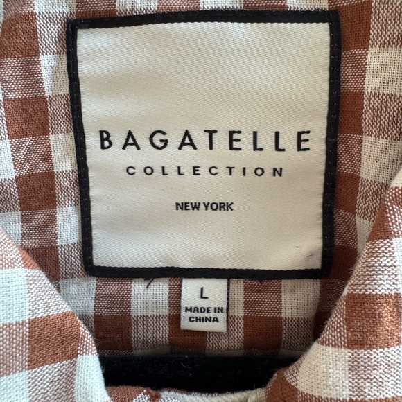 bagatelle Cream Jean Jacket with Brown Gingham Collar - Picture 2 of 7